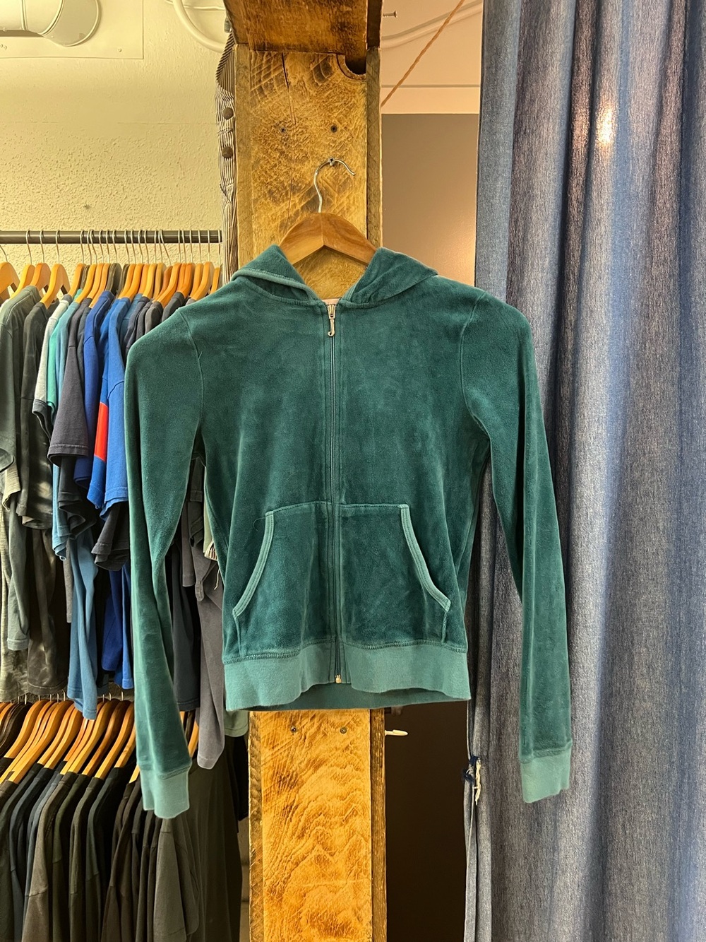 Juicy Couture Teal Velvet Zip Up Hoodie